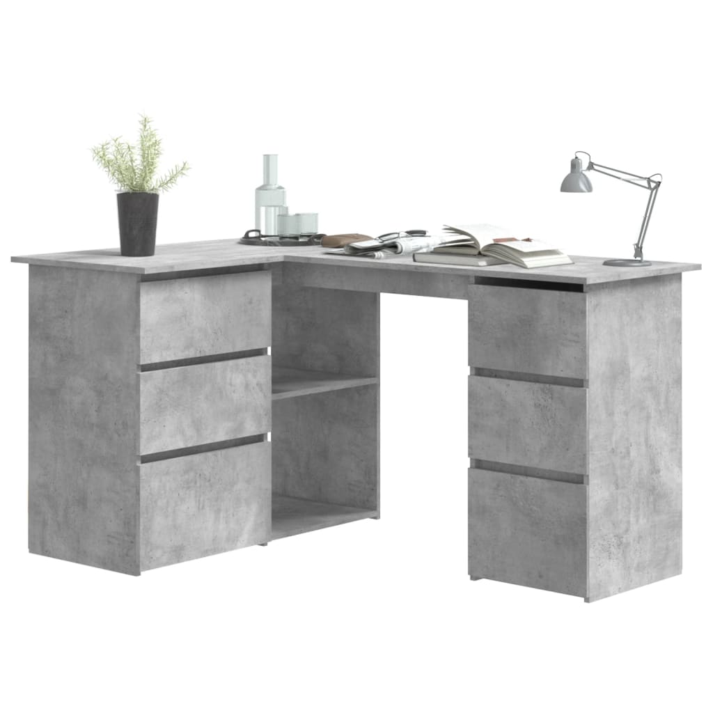 vidaXL Eckschreibtisch Betongrau 145x100x76 cm Holzwerkstoff