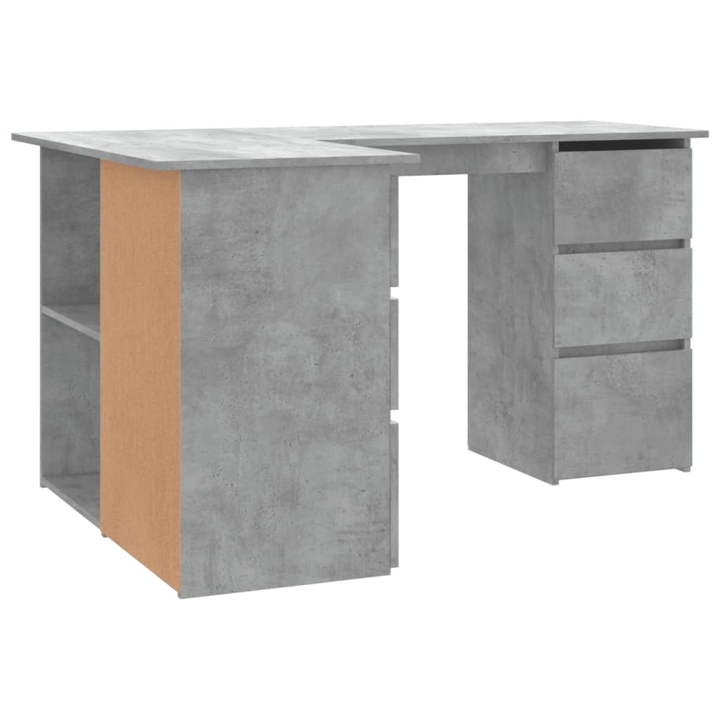 vidaXL Eckschreibtisch Betongrau 145x100x76 cm Holzwerkstoff