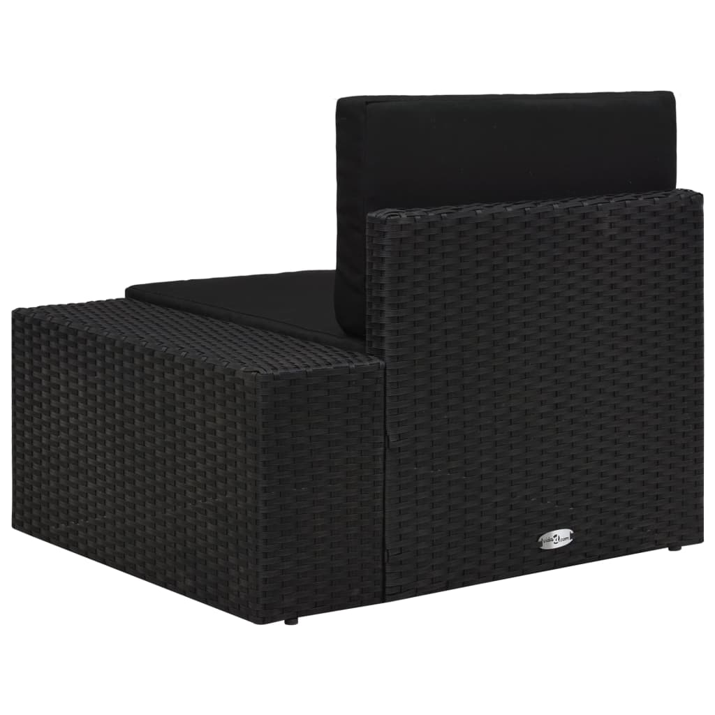 vidaXL Modulares Sofa-Eckteil mit Armlehne (links) Poly Rattan Schwarz