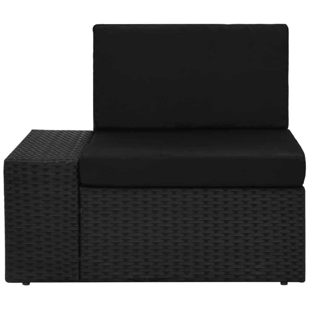 vidaXL Modulares Sofa-Eckteil mit Armlehne (rechts) Poly Rattan Schwarz