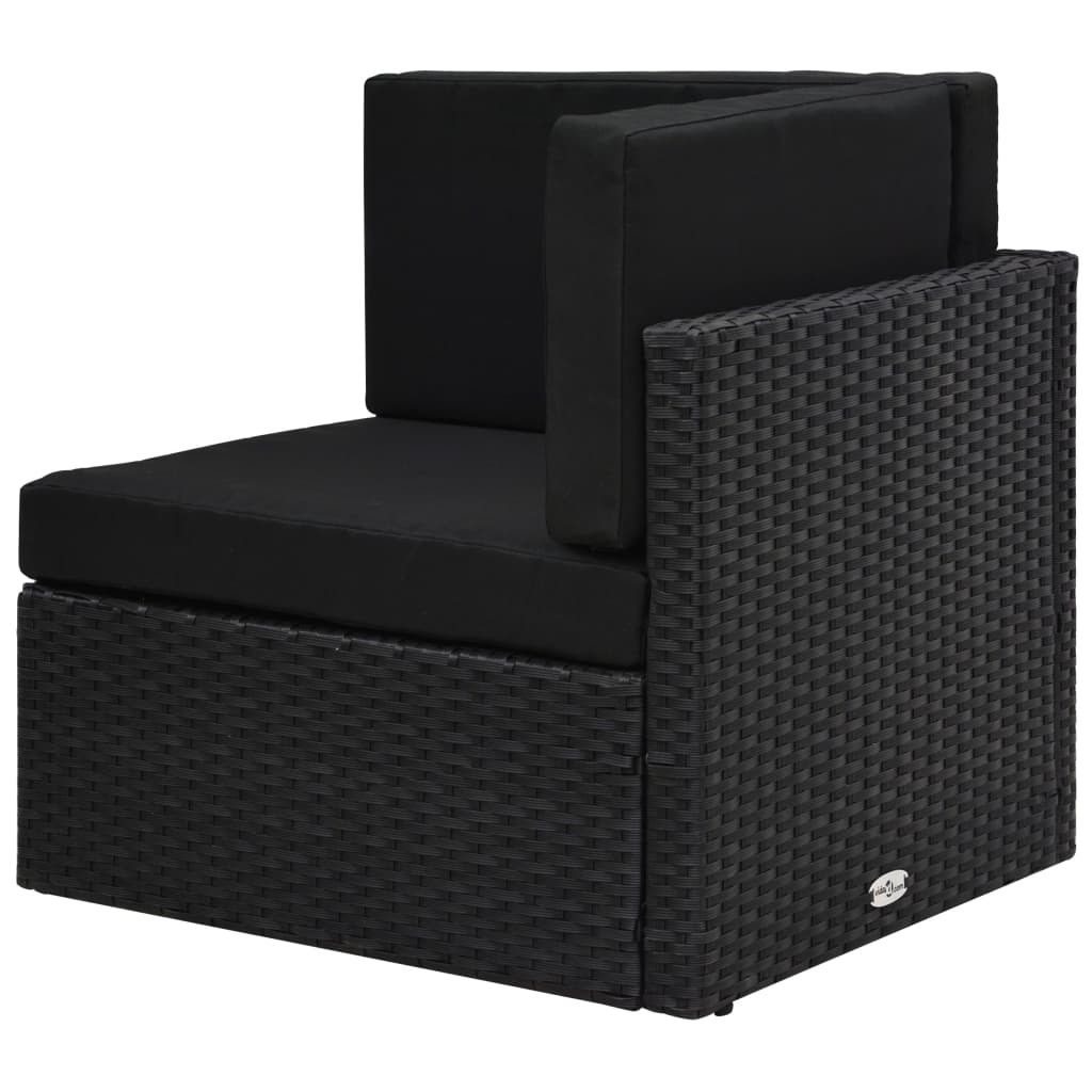 vidaXL Modulares Sofa-Eckteil Poly Rattan Schwarz