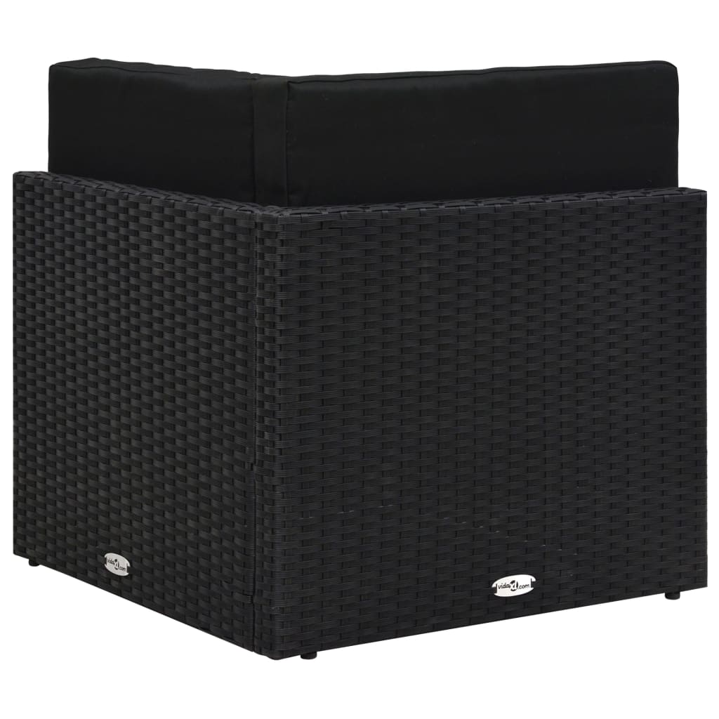vidaXL Modulares Sofa-Eckteil Poly Rattan Schwarz
