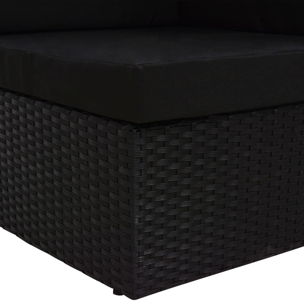 vidaXL Modulares Sofa-Eckteil Poly Rattan Schwarz