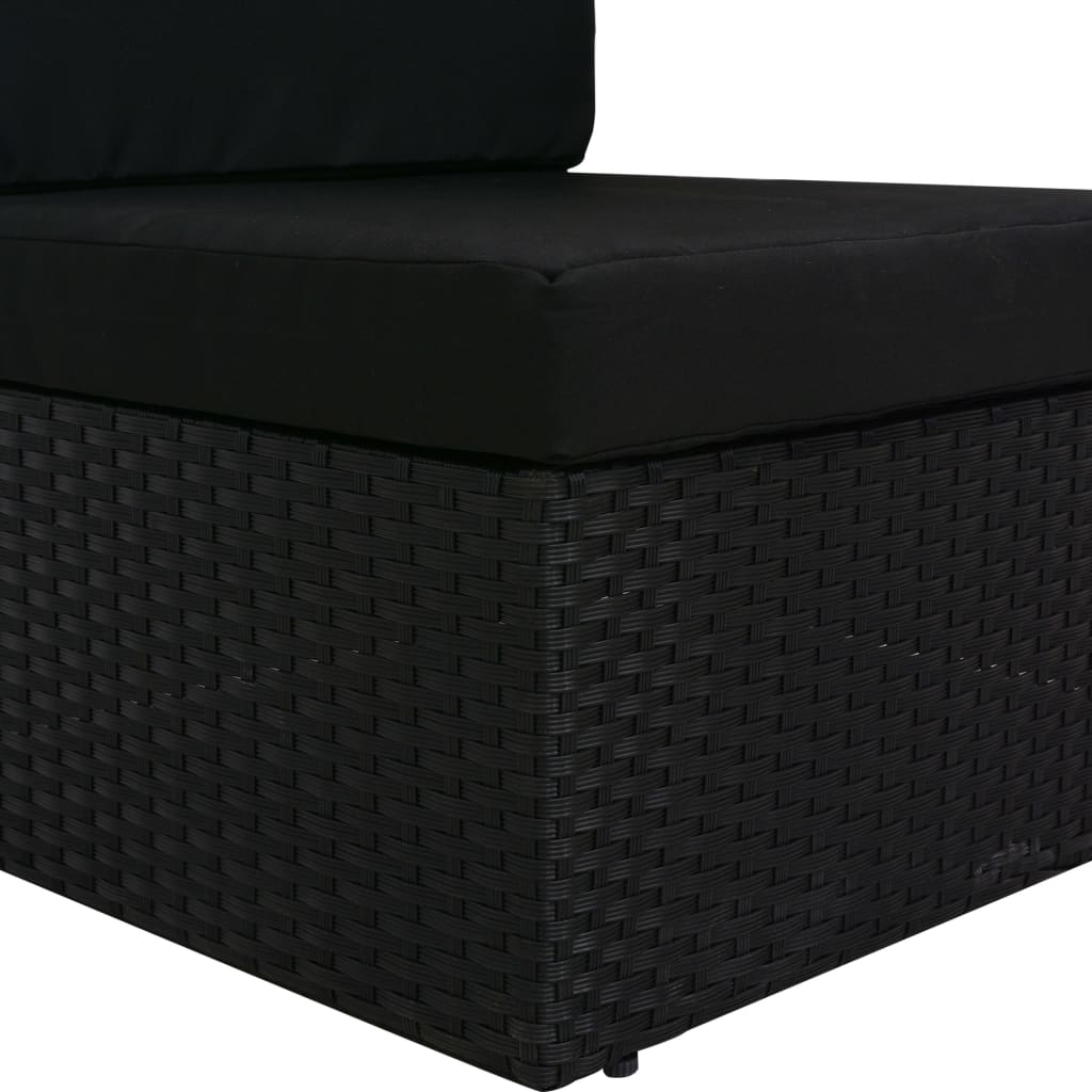 vidaXL Modulares 2-Sitzer-Sofa Poly Rattan Schwarz