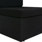 vidaXL Modulares 2-Sitzer-Sofa Poly Rattan Schwarz
