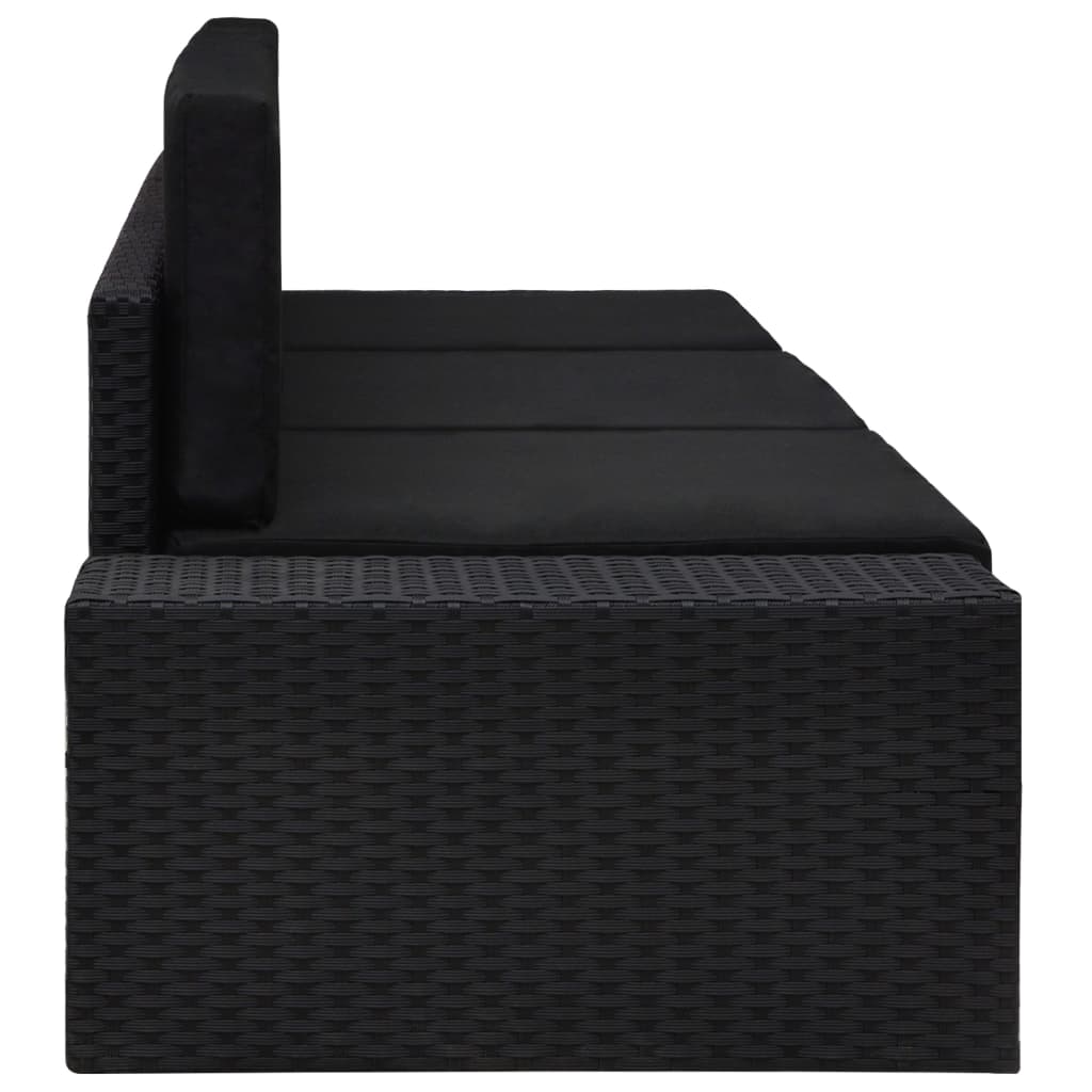 vidaXL Modulares 3-Sitzer-Sofa Poly Rattan Schwarz