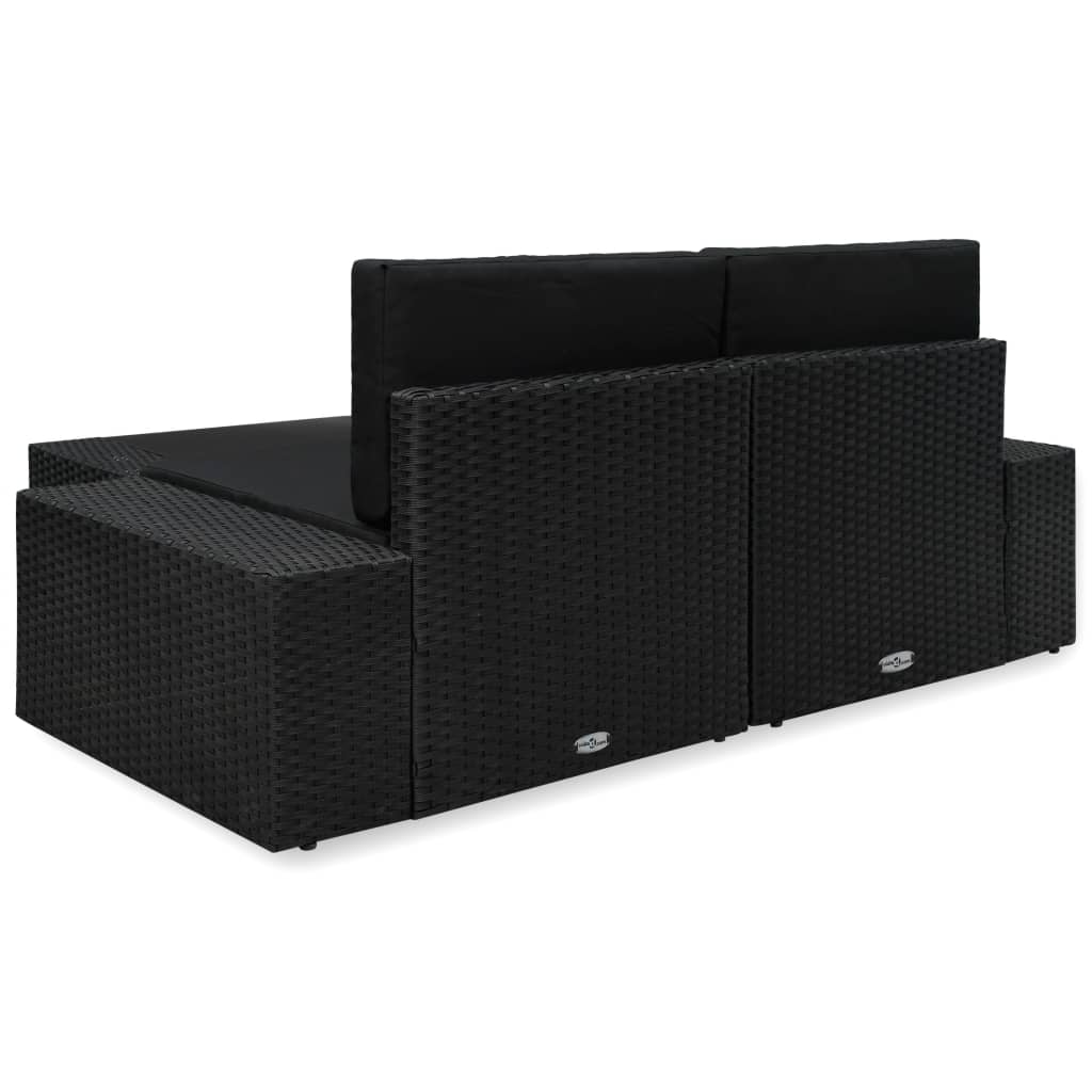 vidaXL 3-tlg. Garten-Lounge-Set Poly Rattan Schwarz