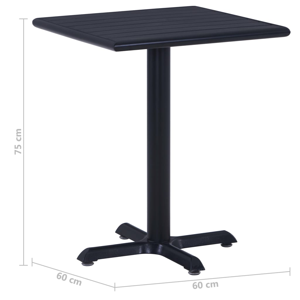 vidaXL Gartentisch Schwarz 60x60x75 cm