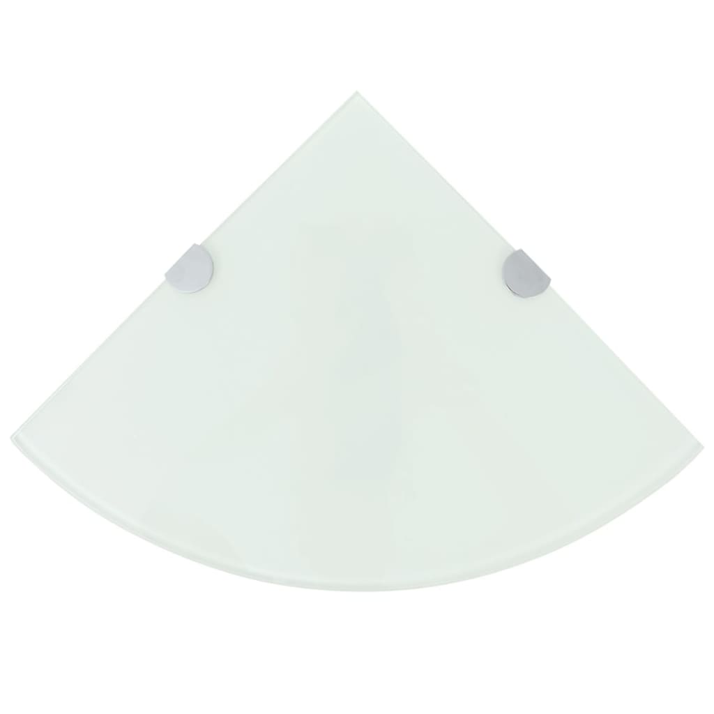 vidaXL Eckregale 2 Stk. mit verchromten Halterungen Glas Weiß