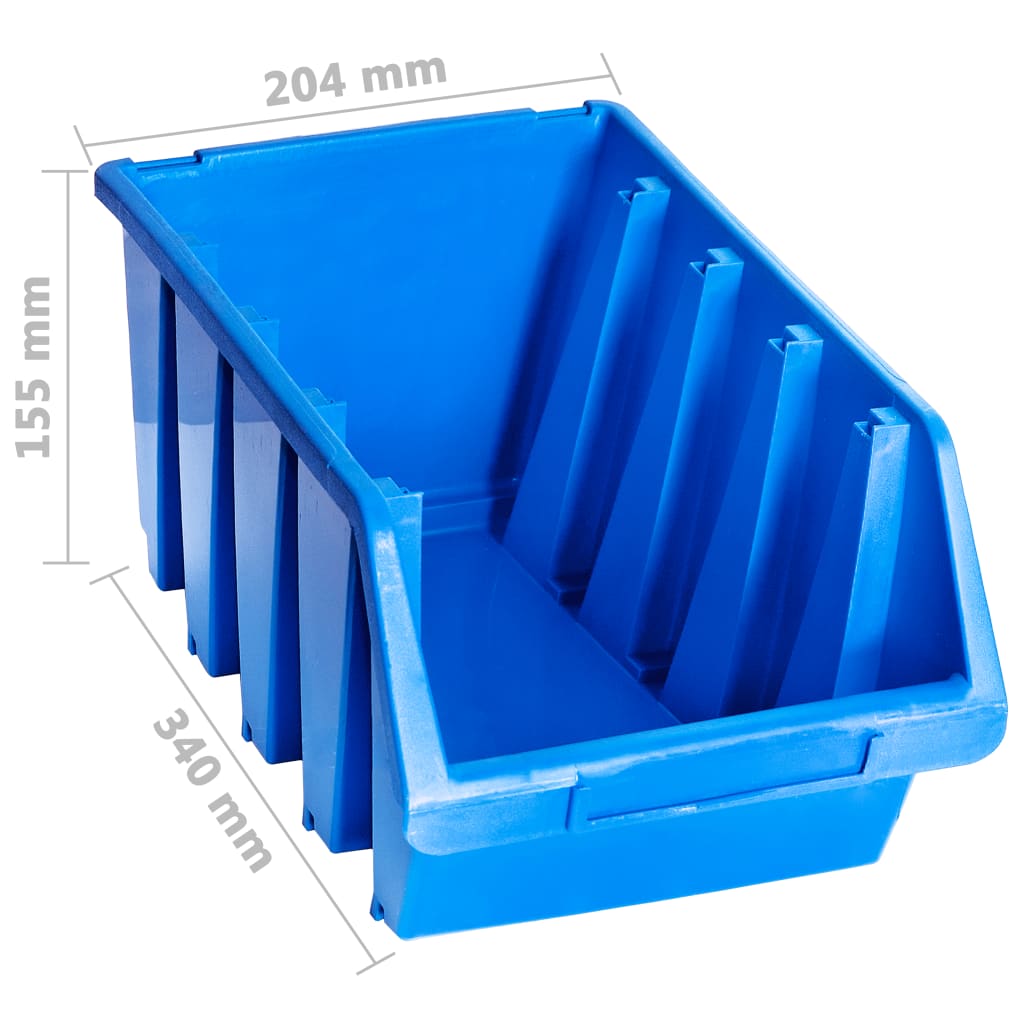 vidaXL Stapelboxen 14 Stk. Blau Kunststoff