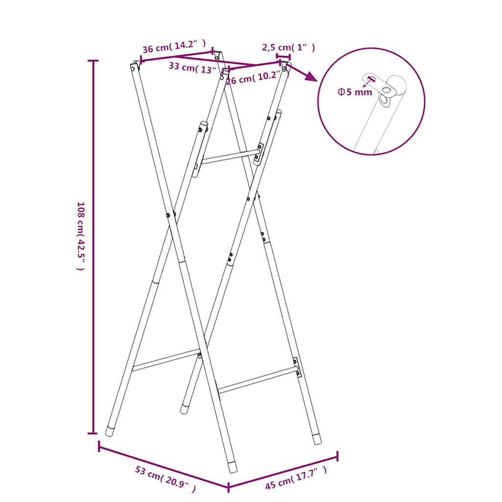 vidaXL Bartisch-Gestell Klappbar Silbern 45x53x108 cm Verzinkter Stahl