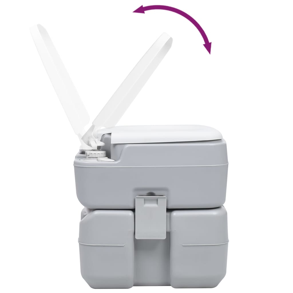 vidaXL Tragbare Campingtoilette Grau 20+10 L
