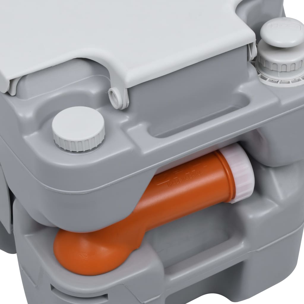 vidaXL Tragbare Campingtoilette Grau 20+10 L