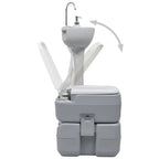 vidaXL Campingtoilette und Handwaschbecken Set Tragbar Grau