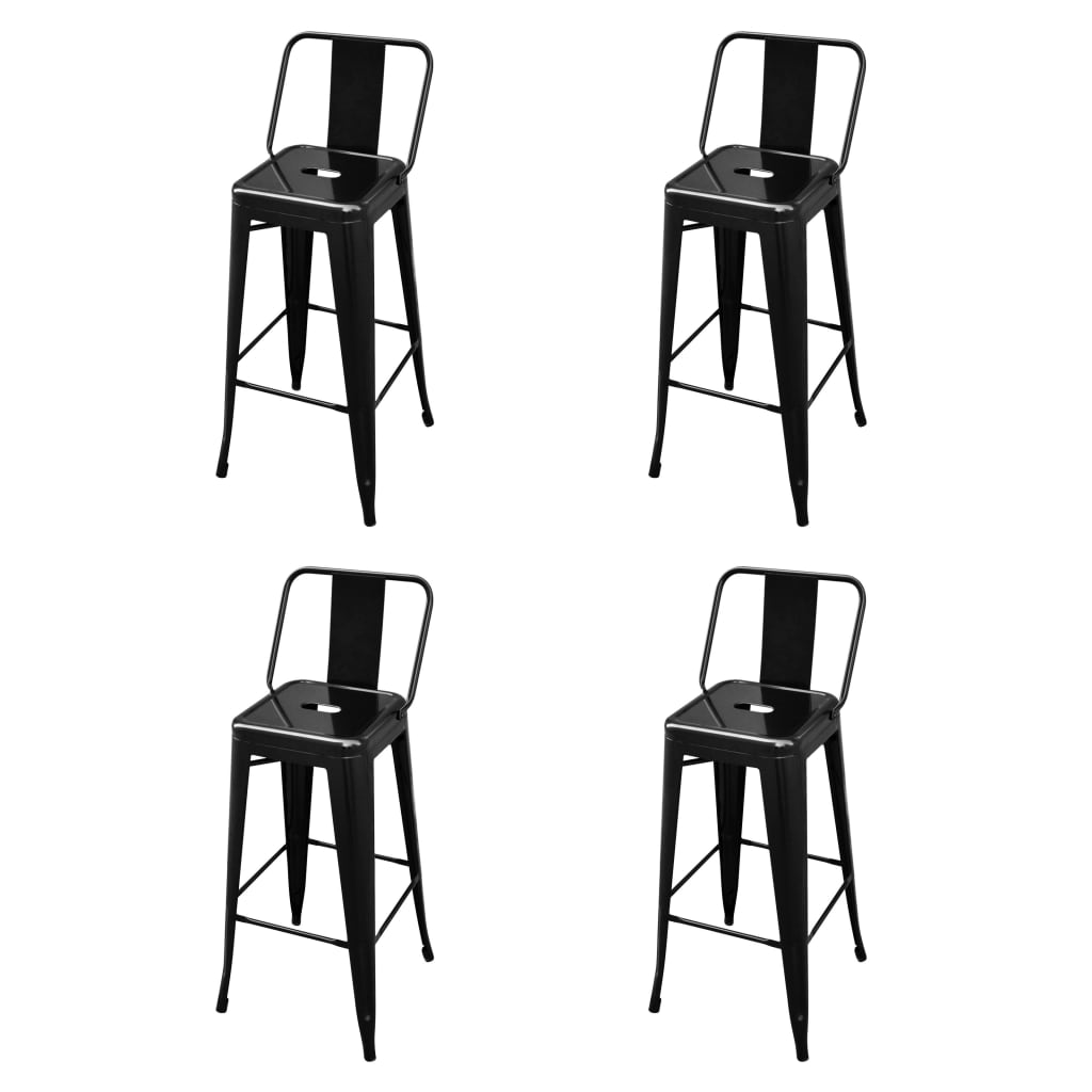 vidaXL Barhocker 4 Stk. Schwarz Stahl