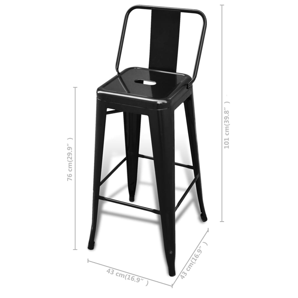 vidaXL Barhocker 4 Stk. Schwarz Stahl