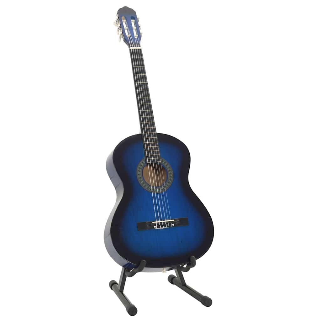 vidaXL 12-tlg. Klassikgitarren-Set für Anfänger Blau 4/4 39"