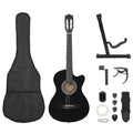 vidaXL 12-tlg Westerngitarre Set mit 6 Saiten Schwarz 38"