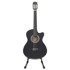 vidaXL 12-tlg Westerngitarre Set mit 6 Saiten Schwarz 38"