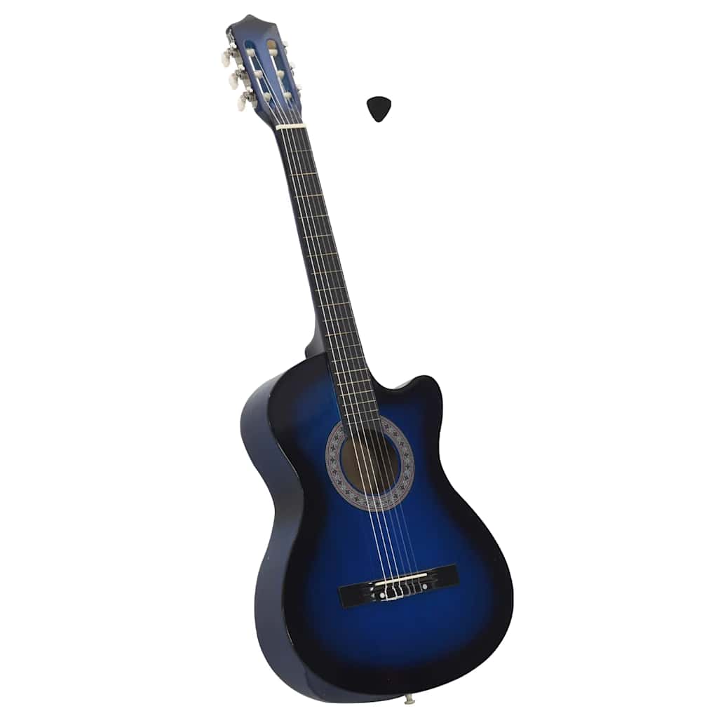 vidaXL Westerngitarre Cutaway mit 6 Saiten Blau-Schattiert 38"