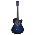 vidaXL Westerngitarre Cutaway mit 6 Saiten Blau-Schattiert 38"