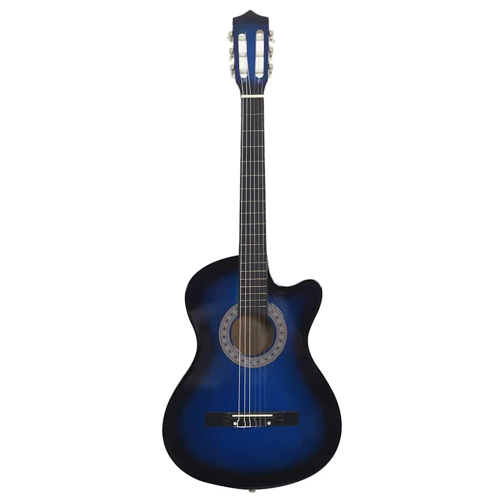 vidaXL Westerngitarre Cutaway mit 6 Saiten Blau-Schattiert 38"