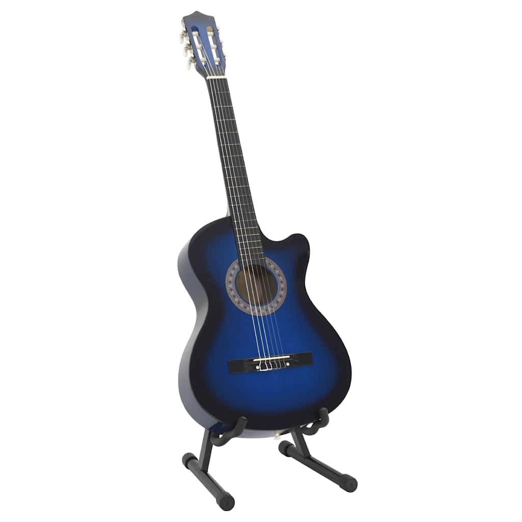 vidaXL 12.-tlg. Westerngitarre Set mit 6 Saiten Blau-Schattiert 38"