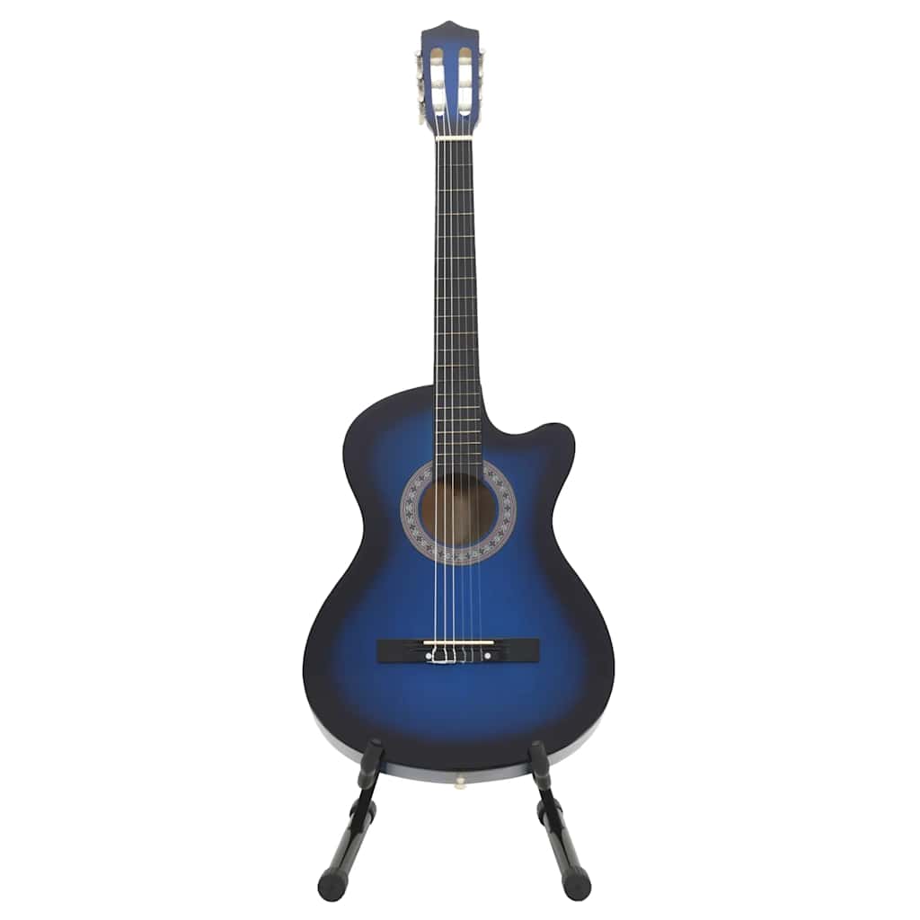vidaXL 12.-tlg. Westerngitarre Set mit 6 Saiten Blau-Schattiert 38"