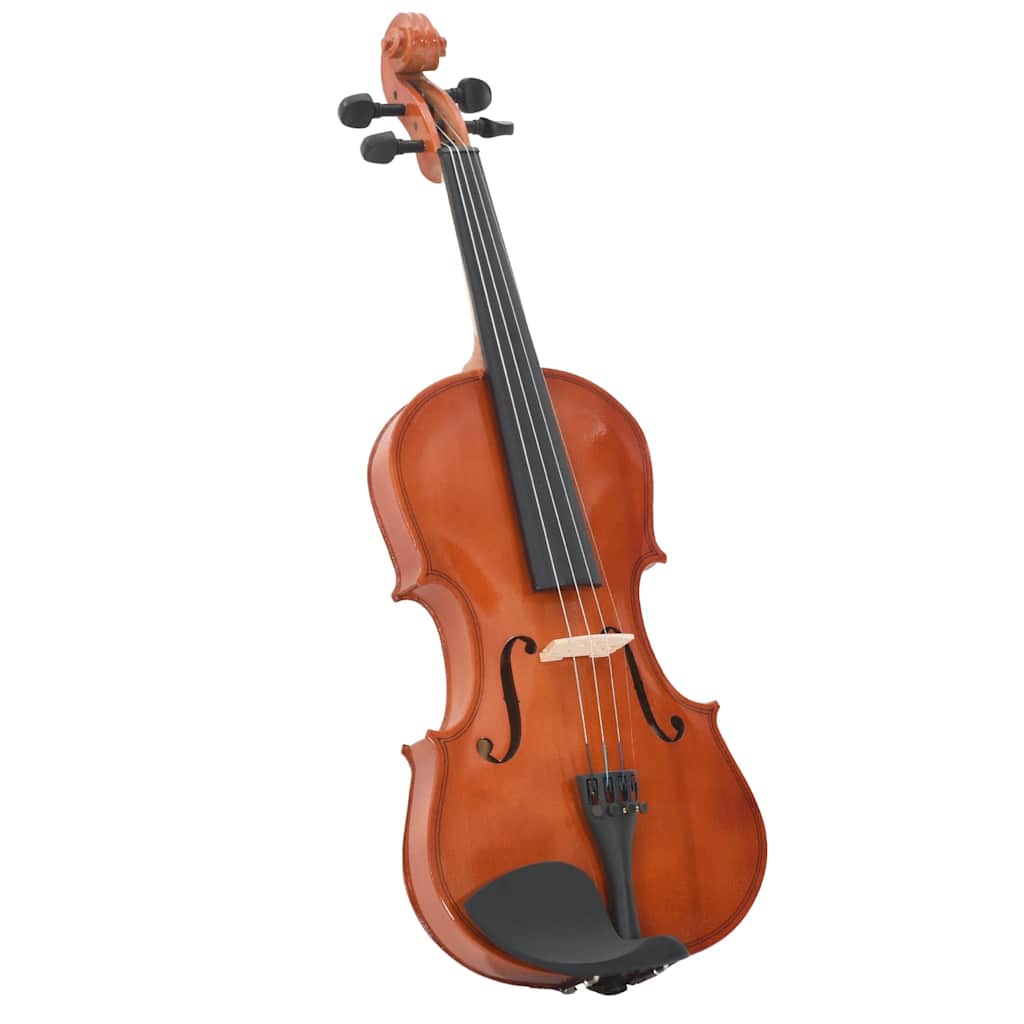 vidaXL Violine Komplettset mit Bogen und Kinnhalter Dunkles Holz 4/4