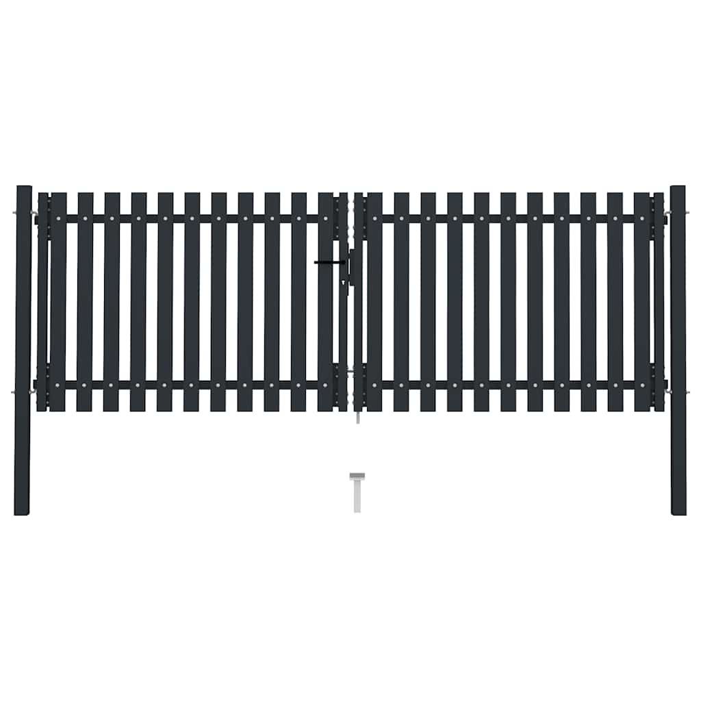 vidaXL Doppeltür-Gartentor aus Stahl 300 x 125 cm Anthrazit