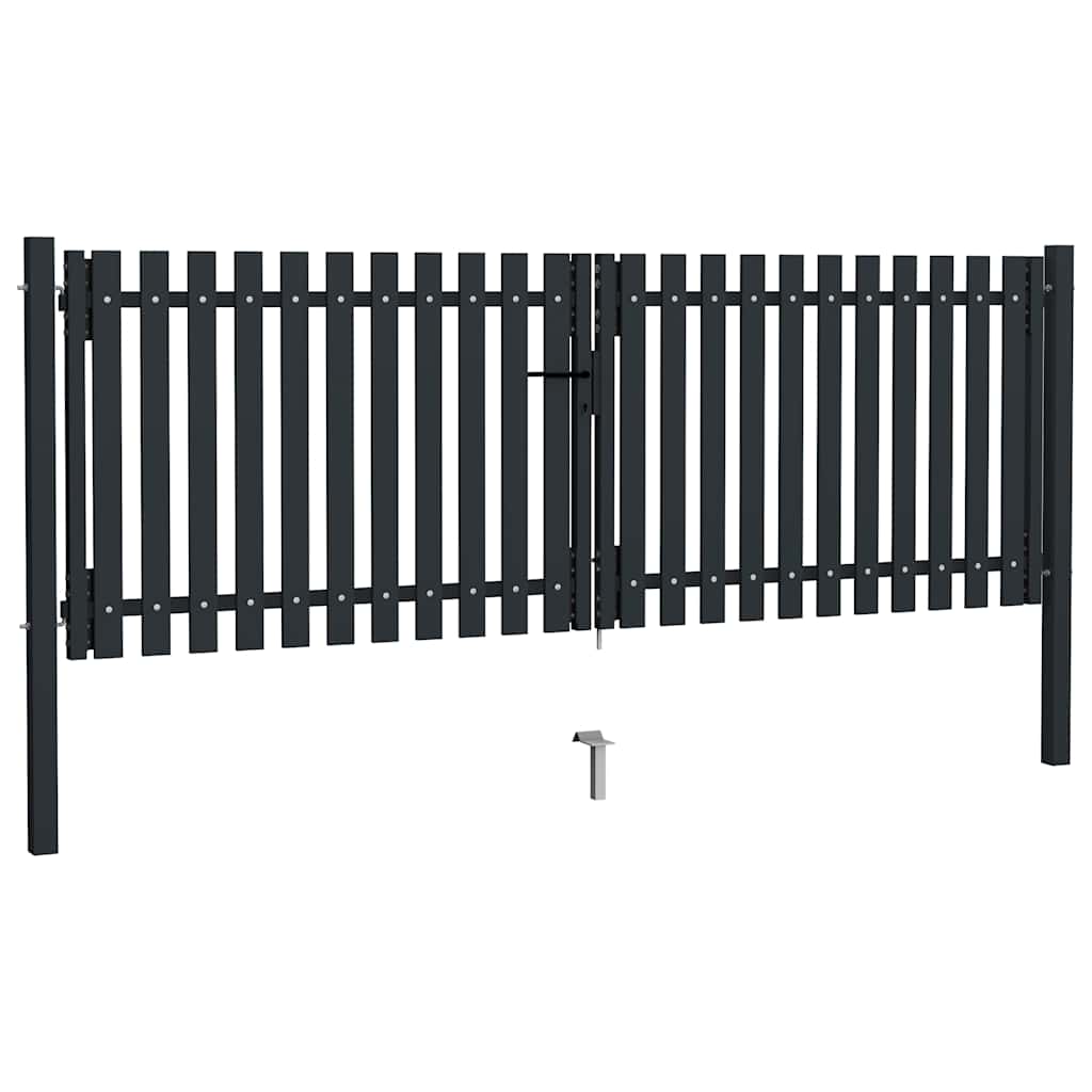 vidaXL Doppeltür-Gartentor aus Stahl 300 x 125 cm Anthrazit