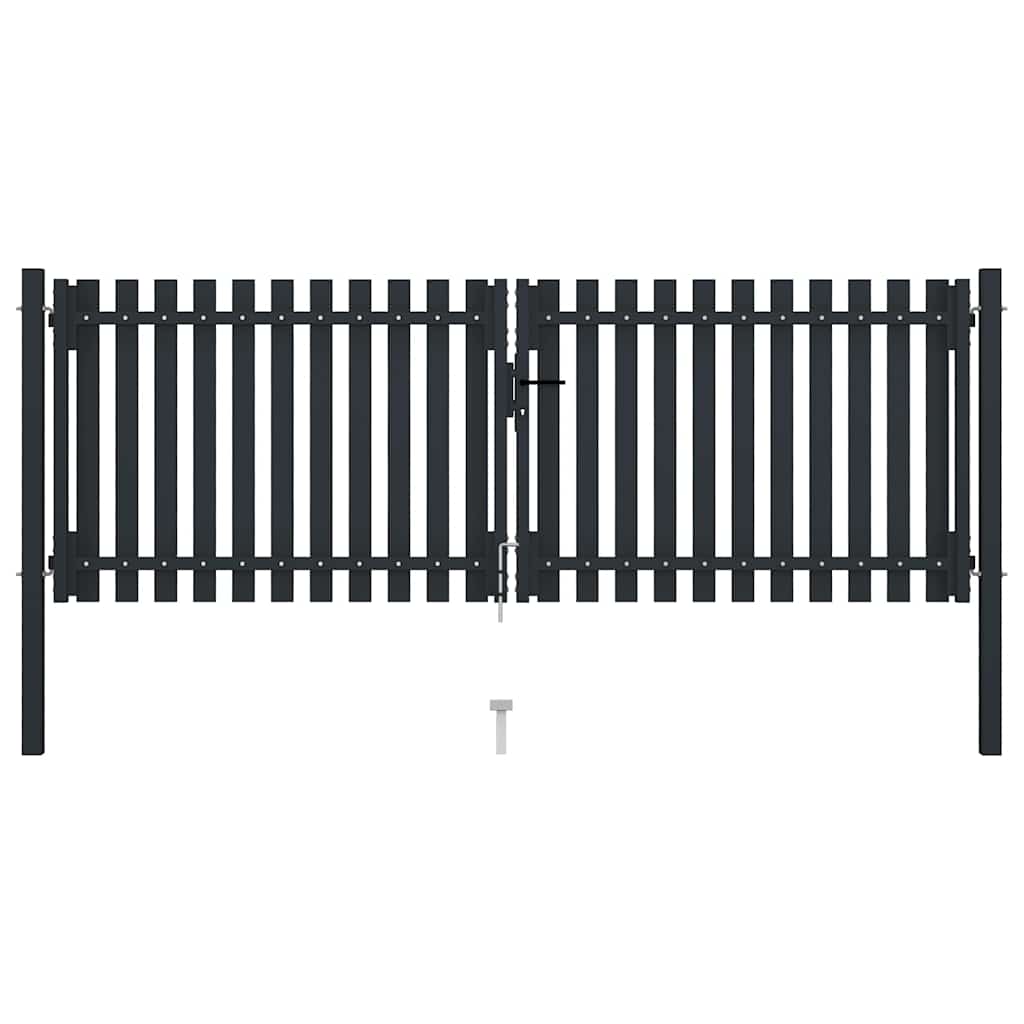 vidaXL Doppeltür-Gartentor aus Stahl 300 x 125 cm Anthrazit