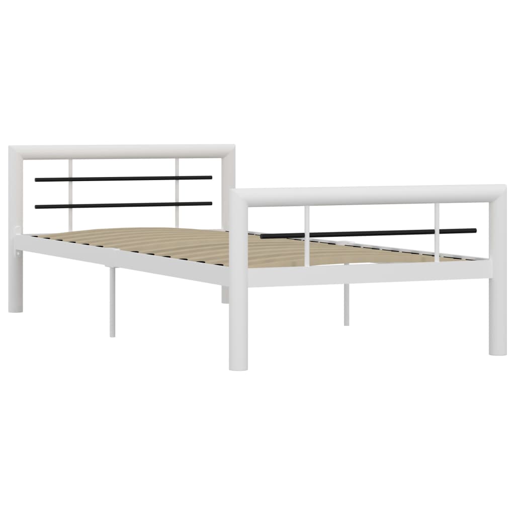 vidaXL Bettgestell Weiß und Schwarz Metall 90×200 cm