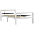 vidaXL Bettgestell Weiß und Schwarz Metall 90×200 cm