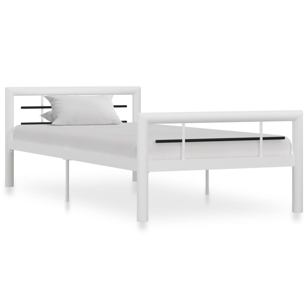 vidaXL Bettgestell Weiß und Schwarz Metall 90×200 cm