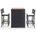 vidaXL 5-tlg. Garten-Bar-Set Poly Rattan und Akazienholz Schwarz