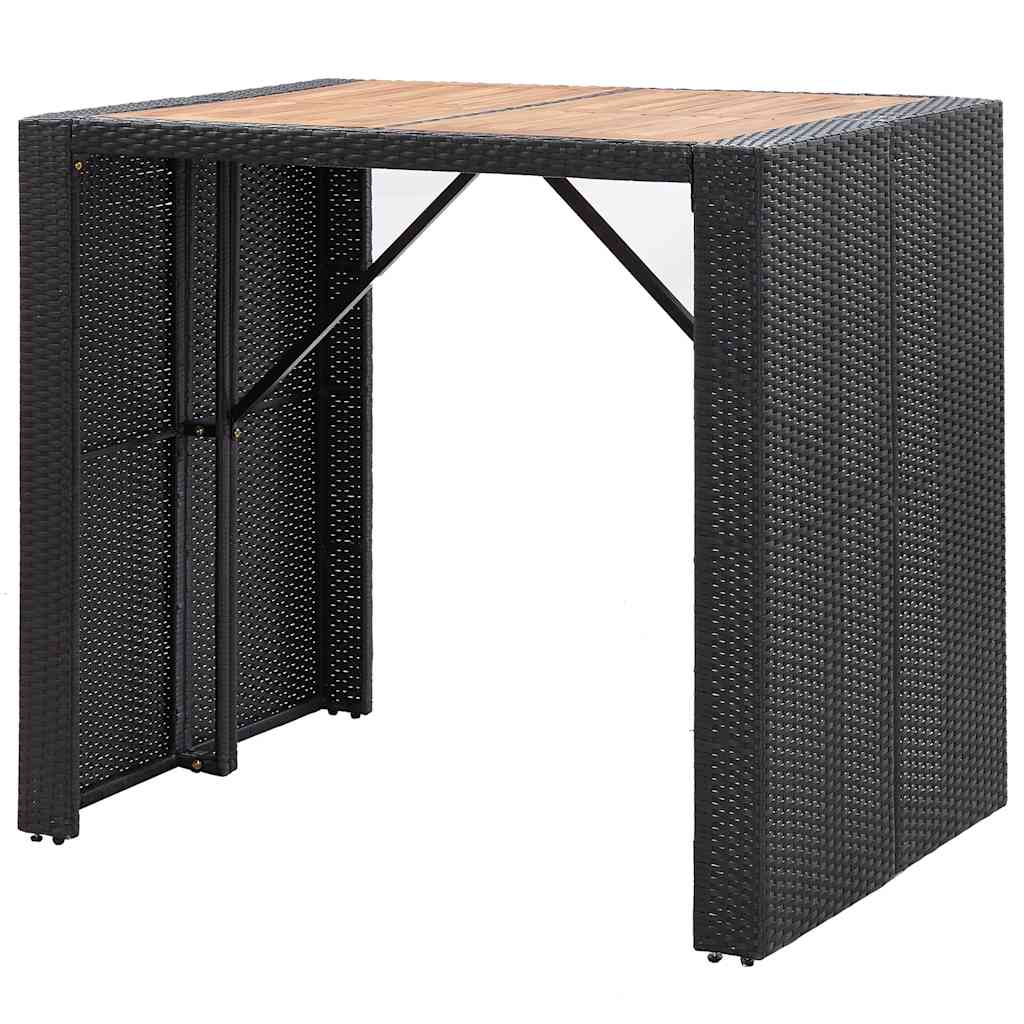 vidaXL 5-tlg. Garten-Bar-Set Poly Rattan und Akazienholz Schwarz