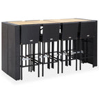 vidaXL 9-tlg. Garten-Bar-Set Poly Rattan und Akazienholz Schwarz