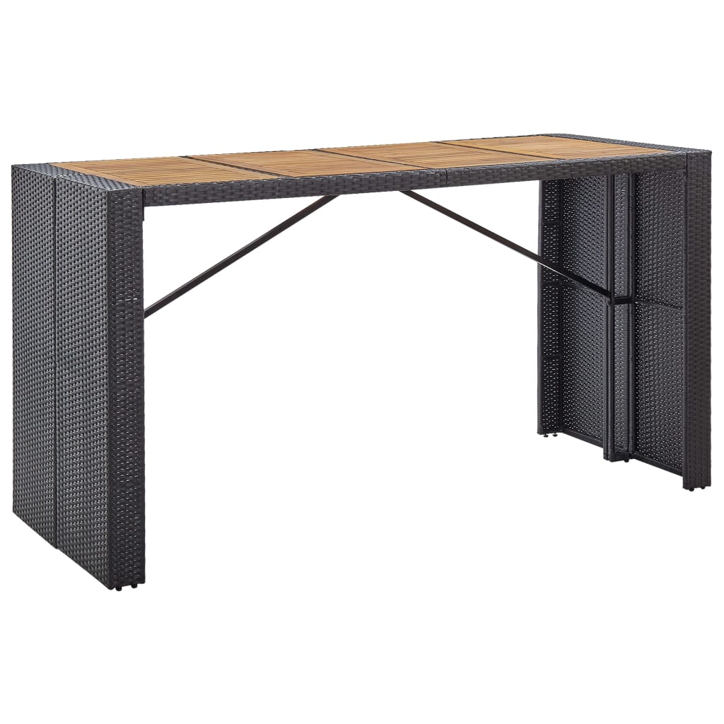 vidaXL 9-tlg. Garten-Bar-Set Poly Rattan und Akazienholz Schwarz