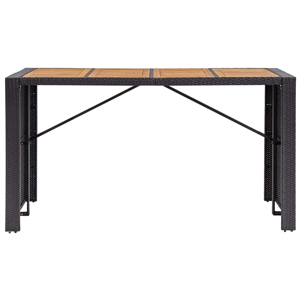 vidaXL 9-tlg. Garten-Bar-Set Poly Rattan und Akazienholz Schwarz