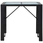 vidaXL 5-tlg. Garten-Bar-Set Poly Rattan und Glas Schwarz