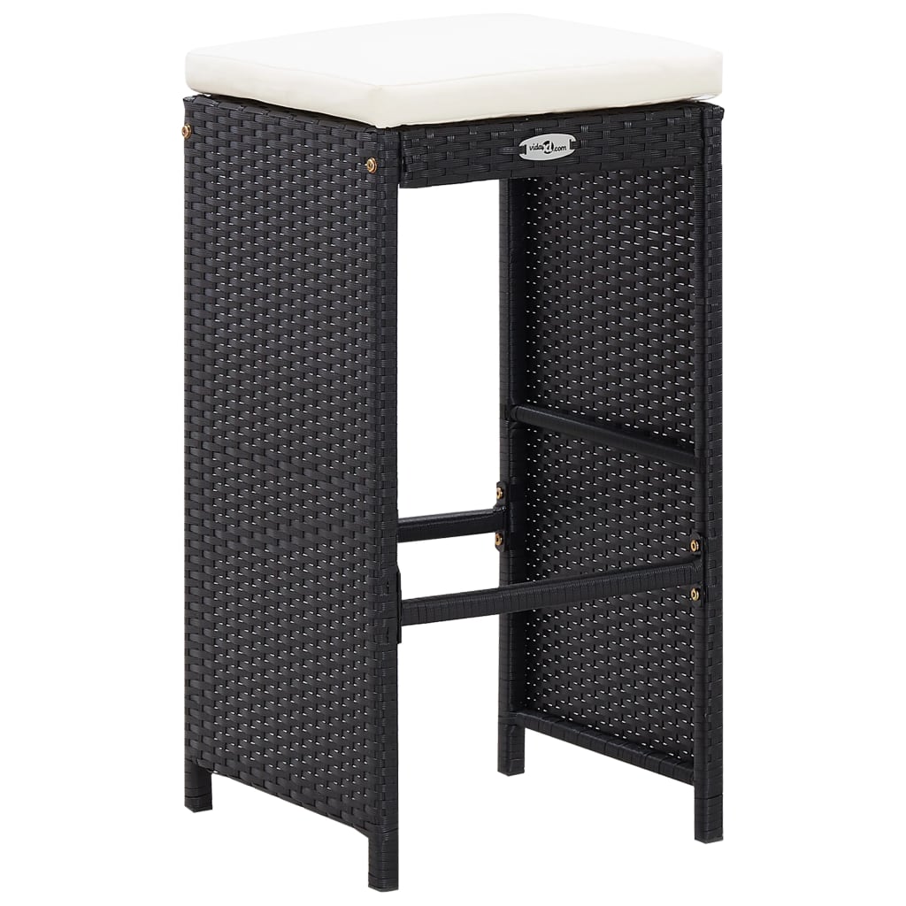 vidaXL 9-tlg. Gartenbar-Set Poly Rattan Schwarz