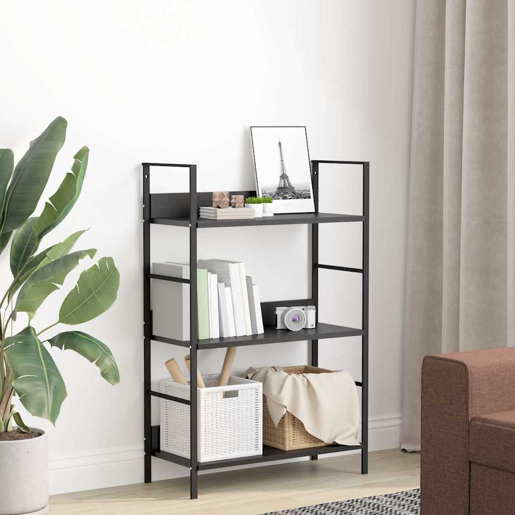 vidaXL Bücherregal 3 Regalböden Schwarz 60×27,6×90,5 cm Holzwerkstoff