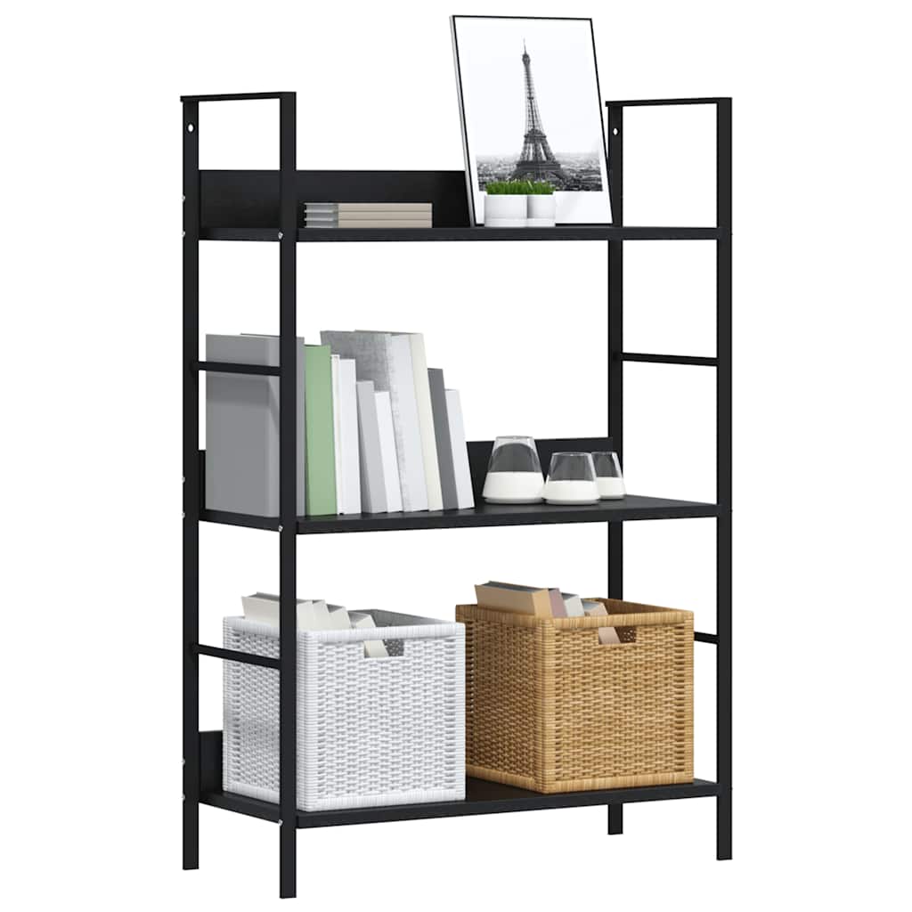 vidaXL Bücherregal 3 Regalböden Schwarz 60×27,6×90,5 cm Holzwerkstoff