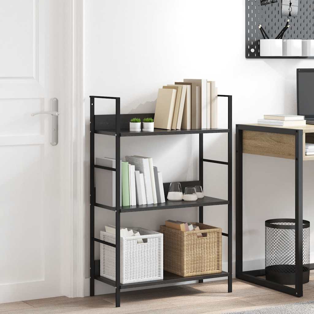 vidaXL Bücherregal 3 Regalböden Schwarz 60×27,6×90,5 cm Holzwerkstoff