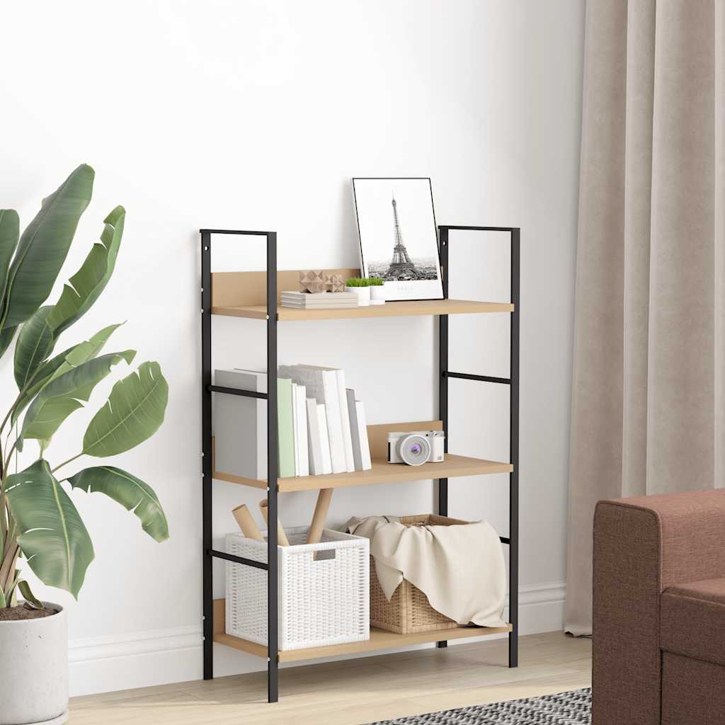 vidaXL Bücherregal 3 Regalböden Eiche 60×27,6×90,5 cm Holzwerkstoff