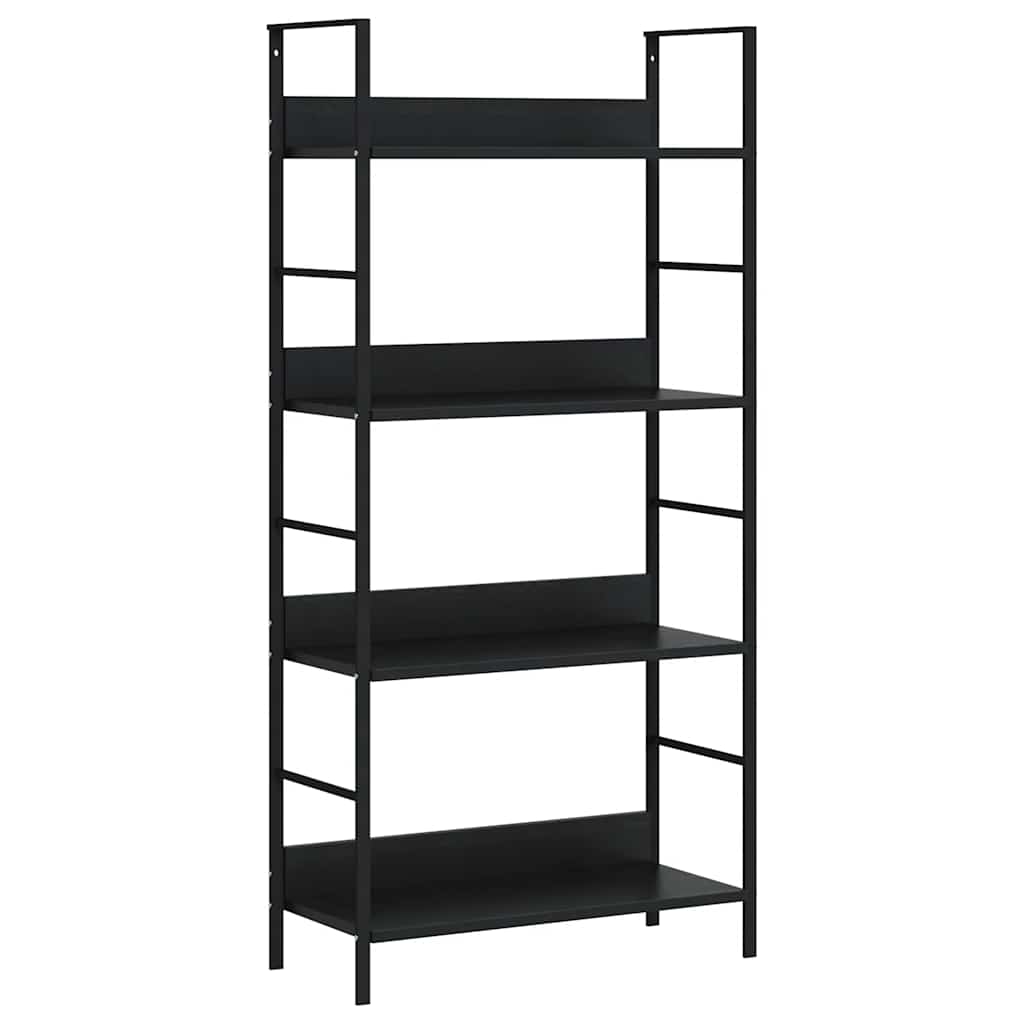 vidaXL Bücherregal 4 Regalböden Schwarz 60×27,6×124,5 cm Holzwerkstoff