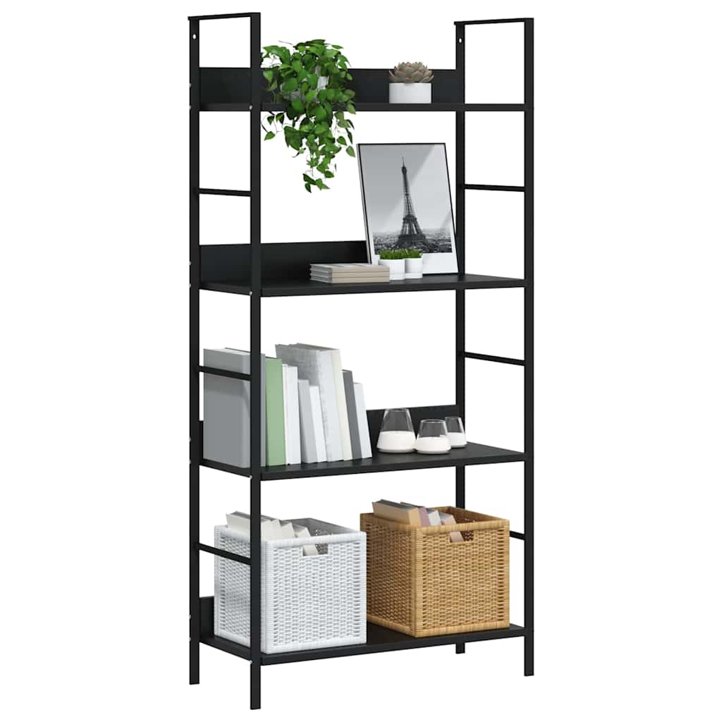 vidaXL Bücherregal 4 Regalböden Schwarz 60×27,6×124,5 cm Holzwerkstoff
