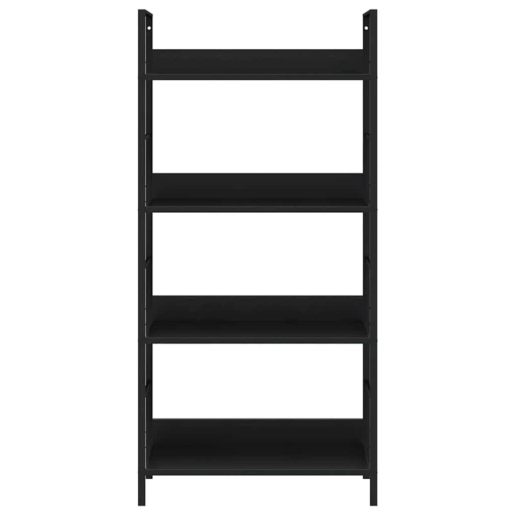 vidaXL Bücherregal 4 Regalböden Schwarz 60×27,6×124,5 cm Holzwerkstoff