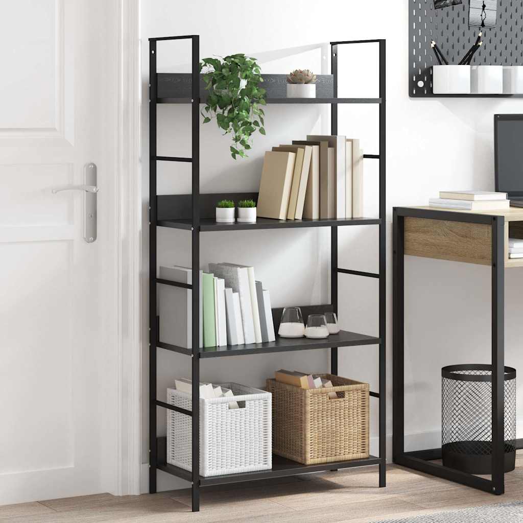 vidaXL Bücherregal 4 Regalböden Schwarz 60×27,6×124,5 cm Holzwerkstoff